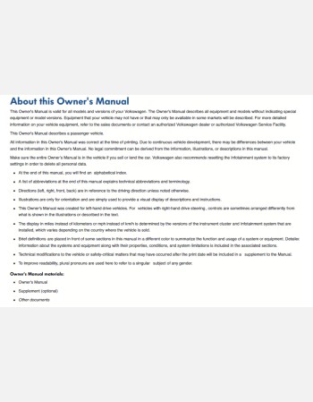 volkswagen tiguan 2021 owners manual